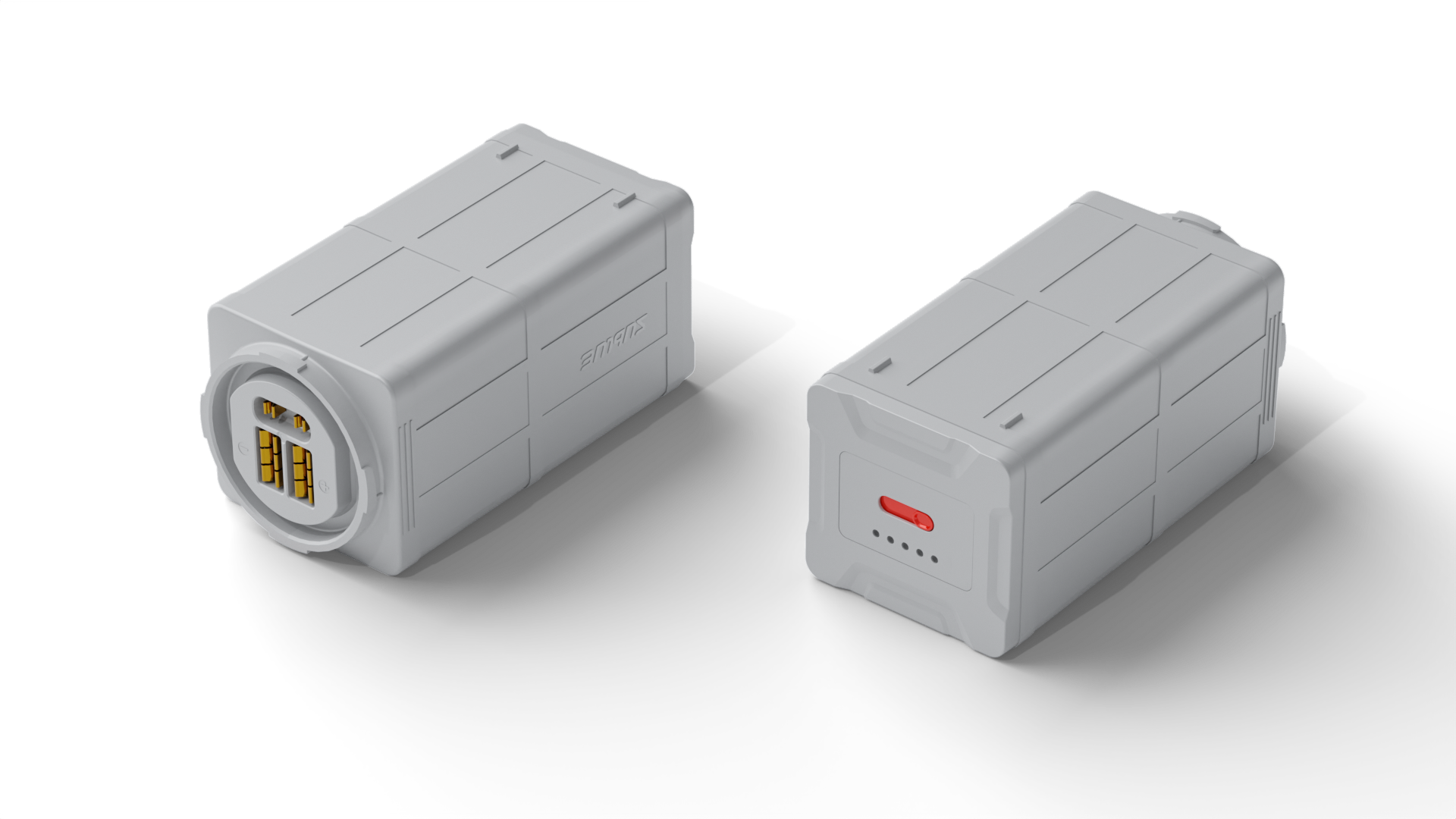 Rear view of gray lithium-ion battery for Sublue Vapor scooter with power display.