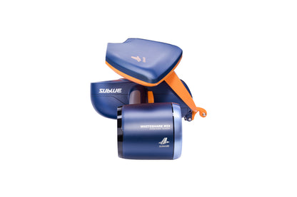 Sublue Whiteshark Mix motor front cover in blue and orange design