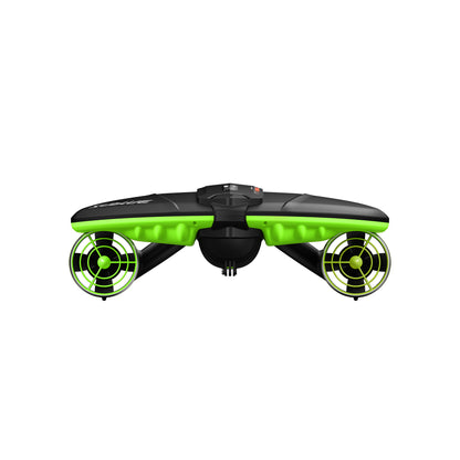 Sublue Navbow underwater scooter in black and green with dual motors