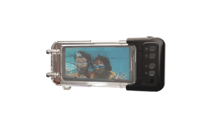 Couple enjoying underwater fun with Sublue H1 Smart Waterproof Phone Case.