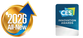 a blue and gold logo with white text