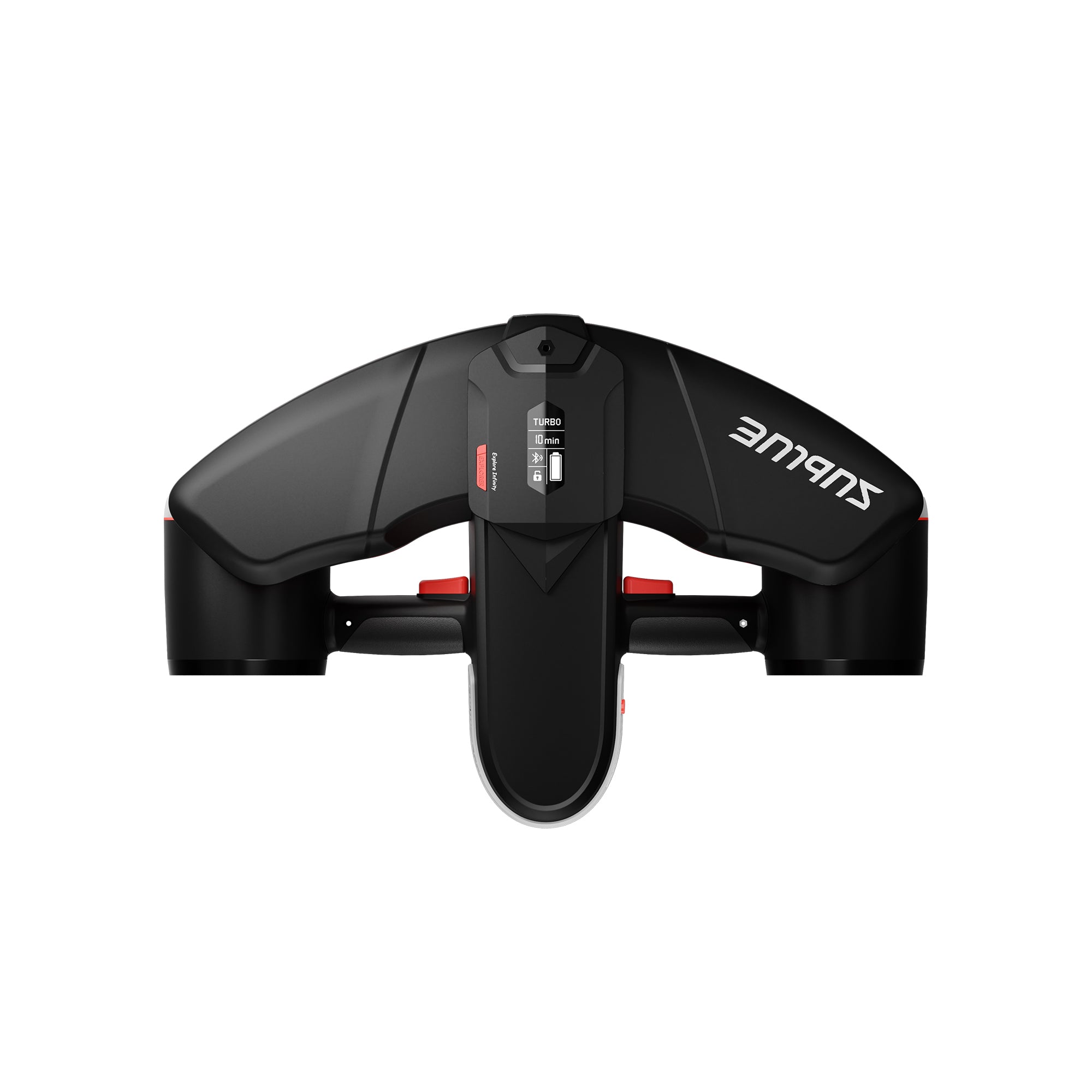 Top view of SUBLUE Navbow underwater scooter in sleek black design with dual motors.