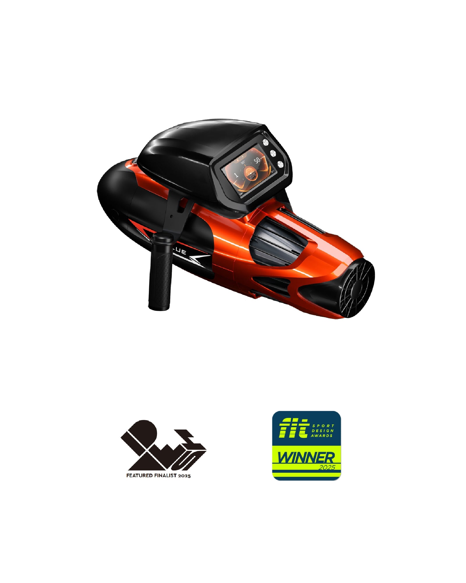 a black and red device with a black handle