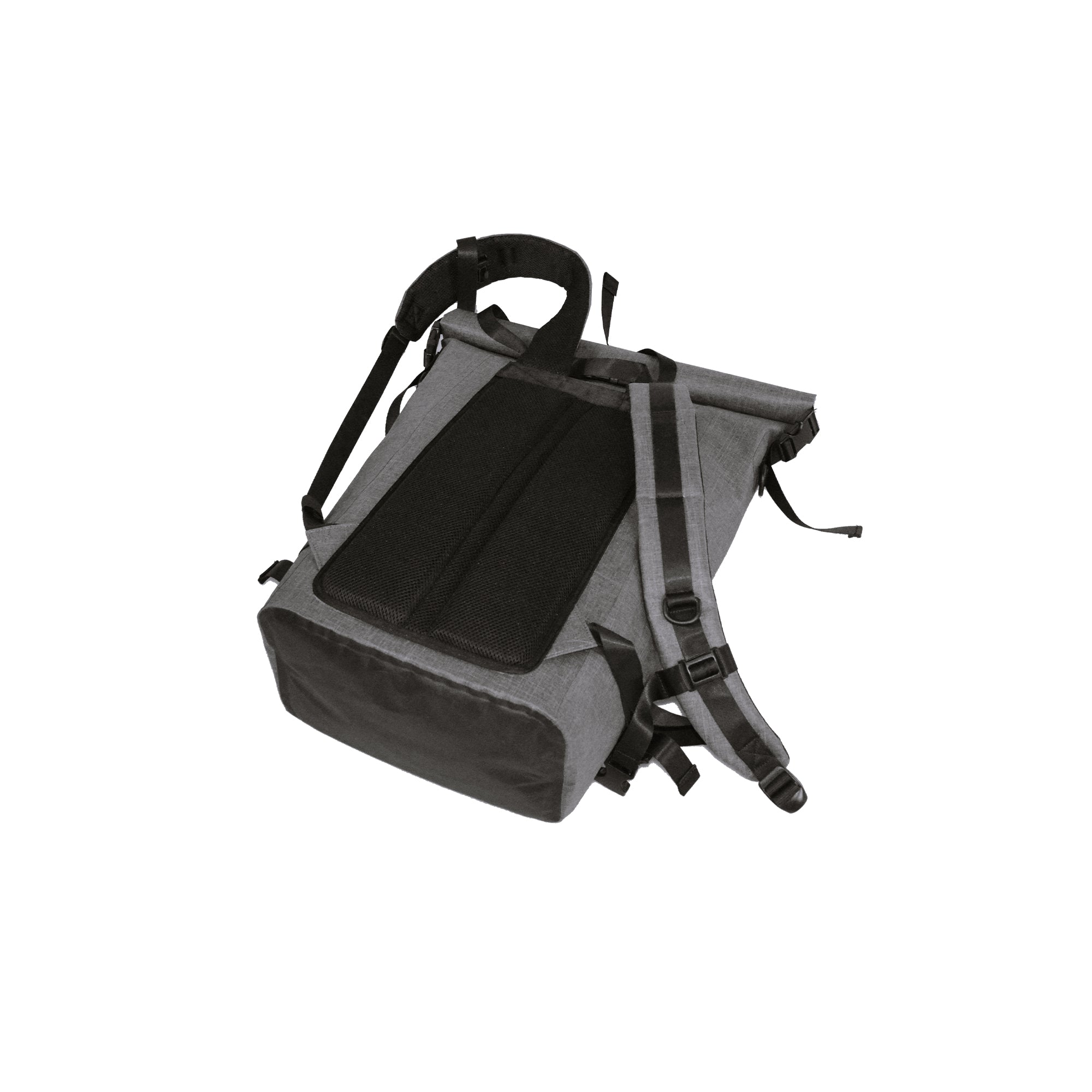 Top view of Sublue waterproof backpack showcasing roll-top design and adjustable straps.