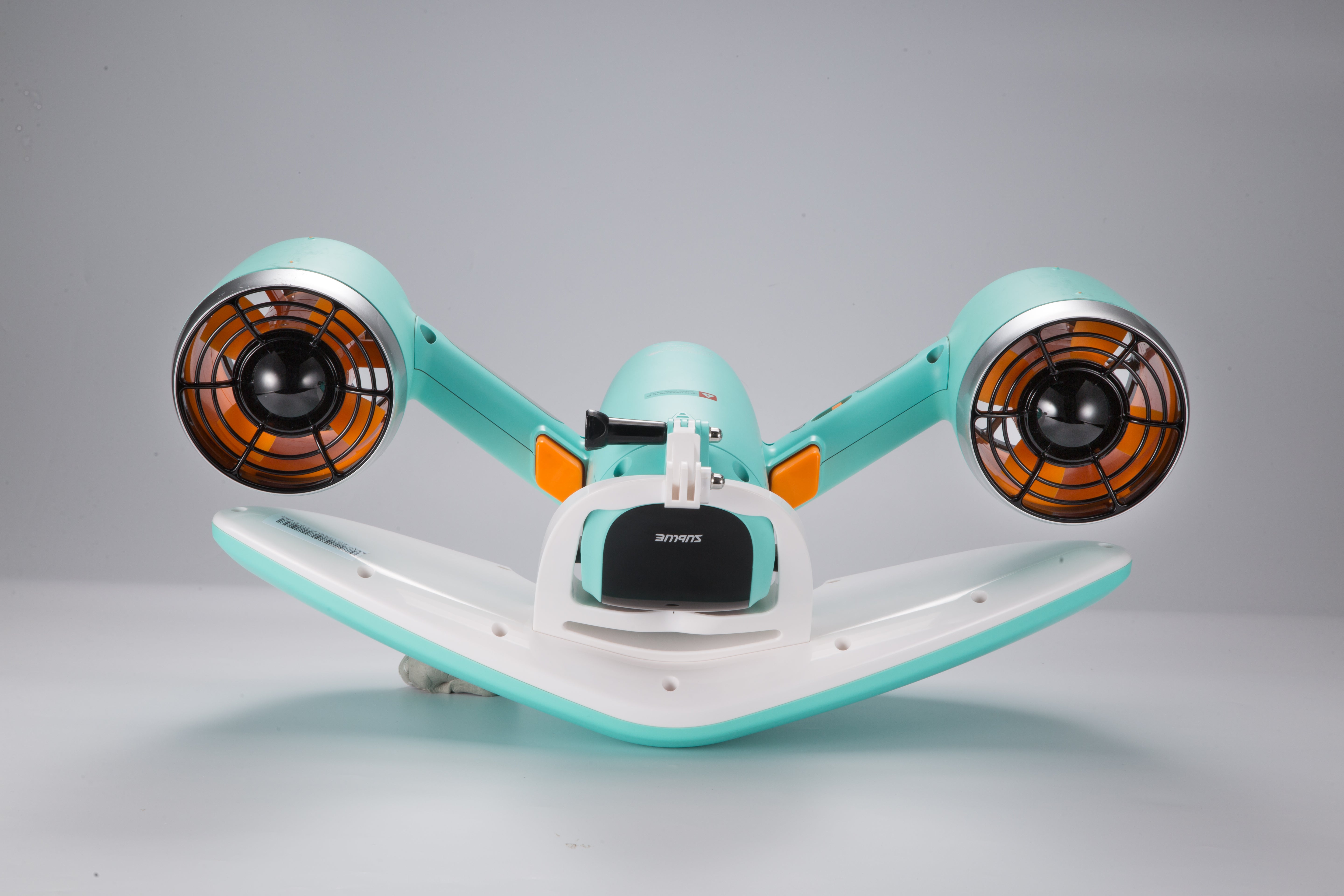 Top view of Sublue Mix underwater scooter with dual thrusters and battery compartment.