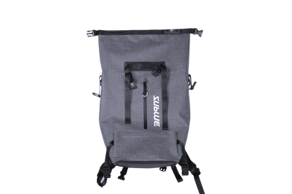 Top view of Sublue waterproof backpack with roll-top design and adjustable straps.