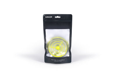 Yellow motor front cover for Sublue Navbow scooter in clear packaging.