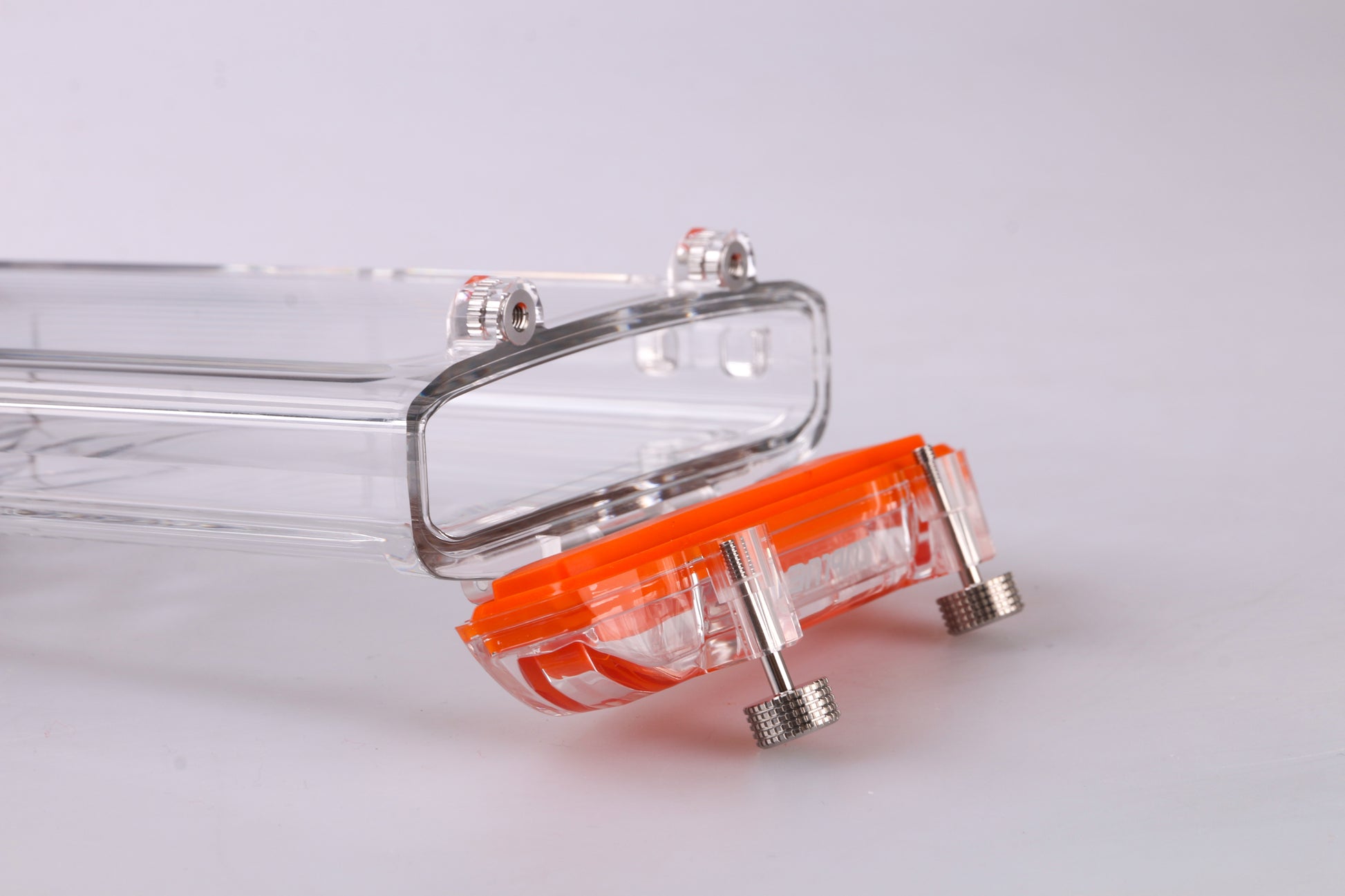 Sublue H1 waterproof phone case with orange locking mechanism for underwater use.