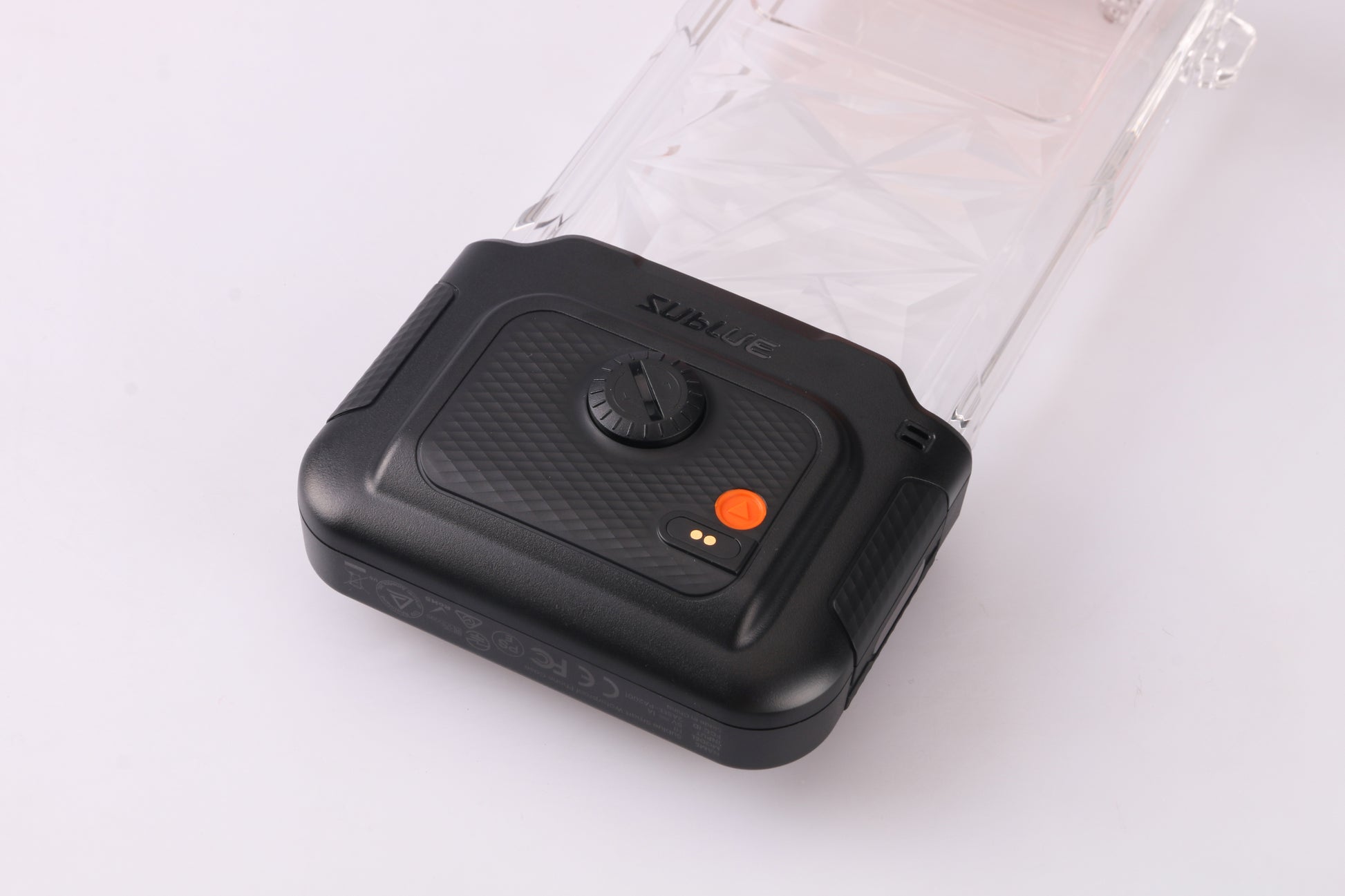 Sublue H1 waterproof phone case with textured grip and orange lock for underwater photography.