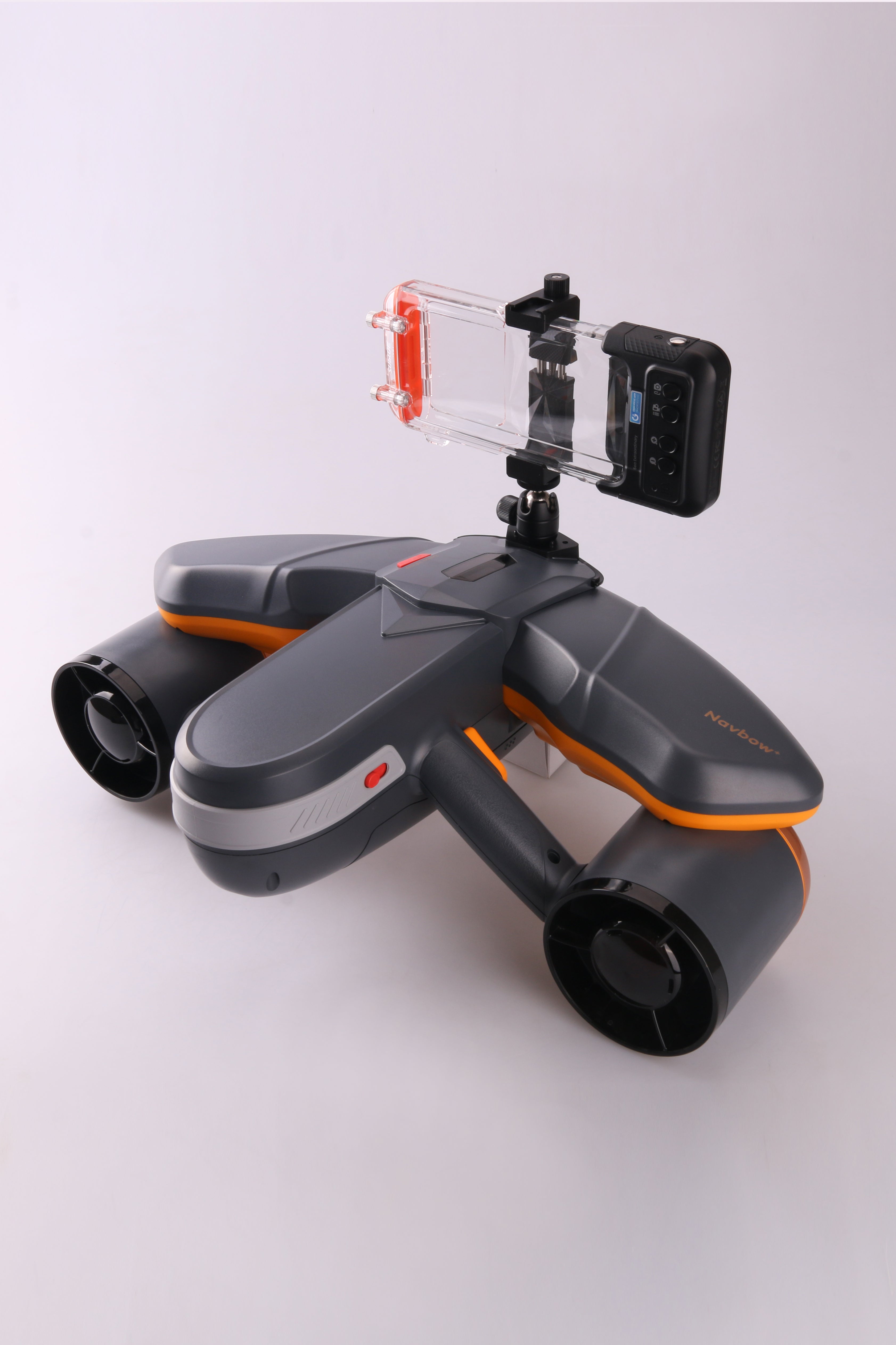 Sublue underwater scooter with H1 phone case for capturing underwater images.