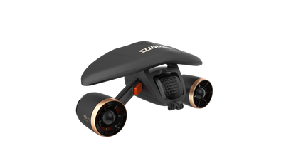 Sublue MixPro underwater scooter in black with orange button and dual propellers.