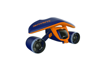 Blue and orange Sublue Mix underwater scooter for underwater exploration.