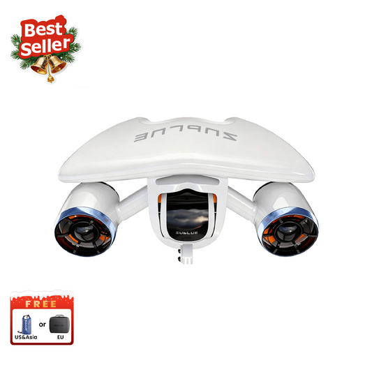 Discover the Sublue Mix Underwater Scooter, the world’s first portable dual-motor underwater scooter. Dive up to 40 meters with a top speed of 1.5 m/s. Features include a removable buoyancy module, BMS battery management system, and a lightweight design.