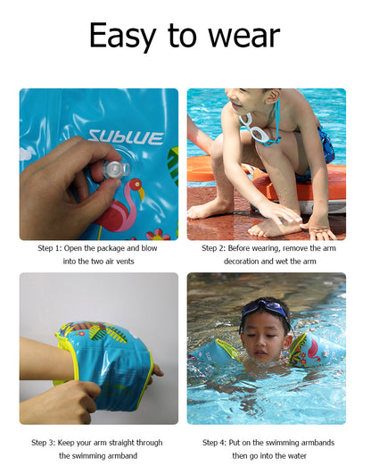 Step-by-step guide to wearing Sublue inflatable swim armbands for kids