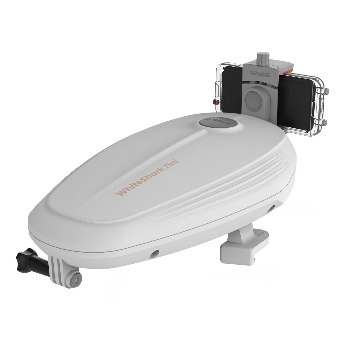 Whiteshark Tini Floater attachment for underwater scooters with camera mount.