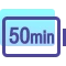 a blue and purple rectangle with text