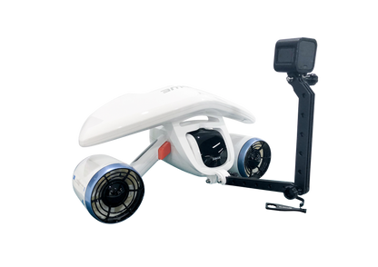 Sublue Mix underwater scooter with action camera mount for capturing underwater fun