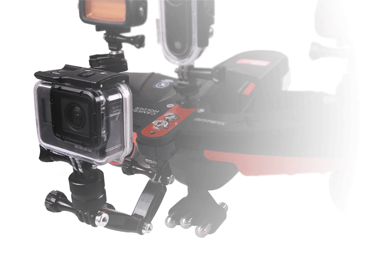 a camera on a black surface