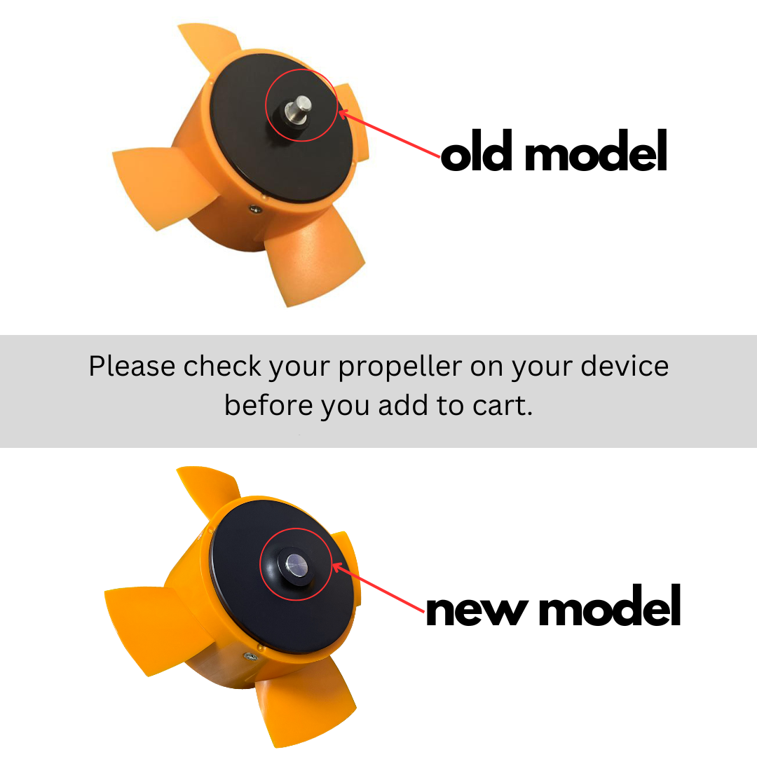 Comparison of old and new propeller models for Sublue Mix underwater scooter.